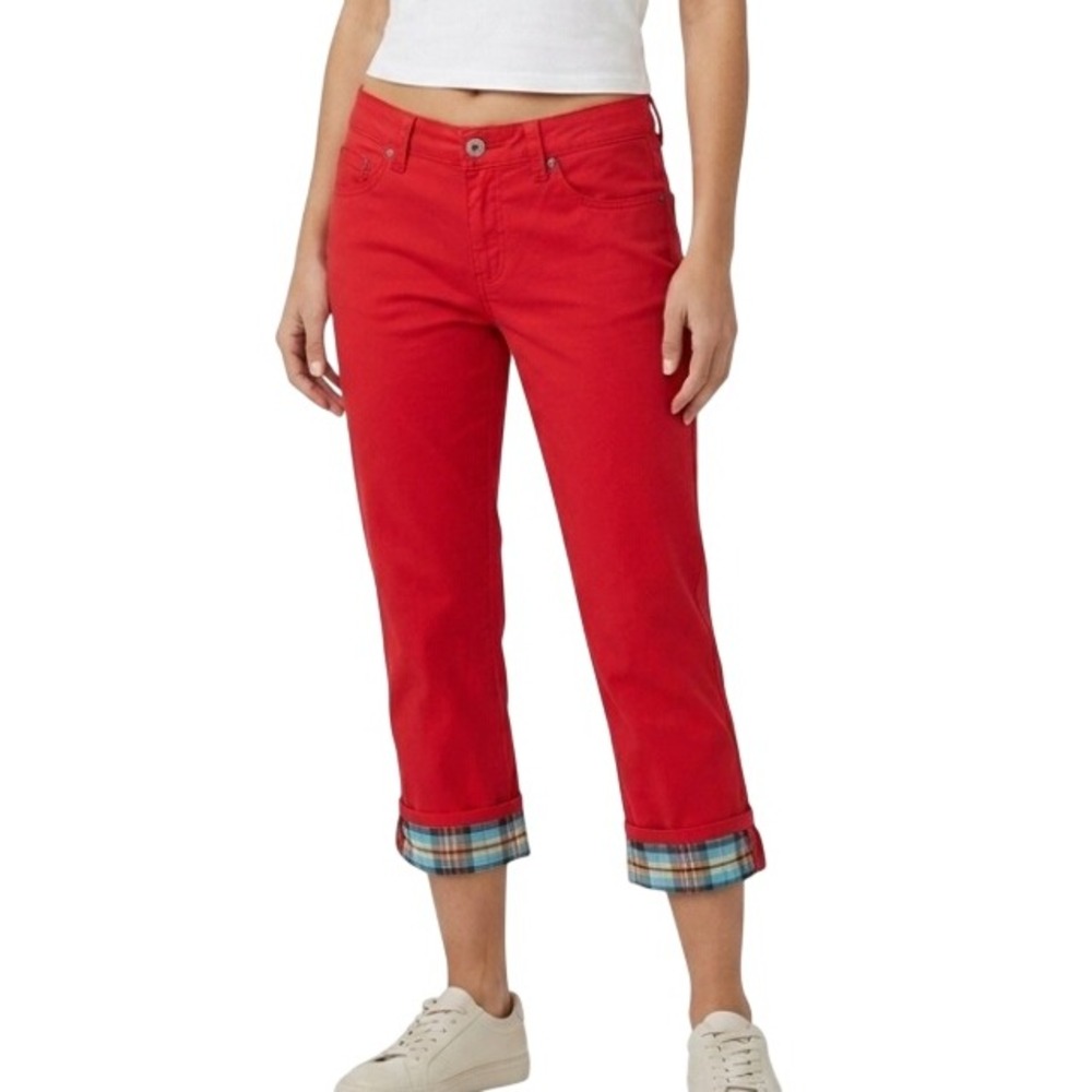 Cruel Girl Pants Womens 5 Red Low Rise Crop Western Plaid Lined CB54454003 Rodeo